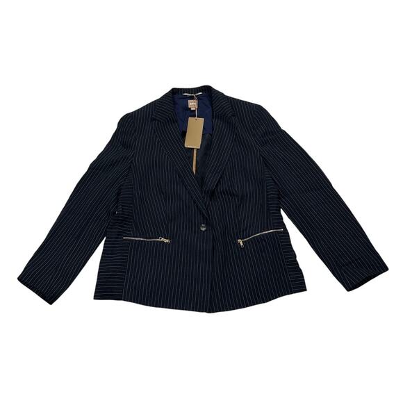 NWT Boss Women’s 12 Jocalua Pinstripe Blazer Navy Academia Preppy Office Career - Picture 2 of 8